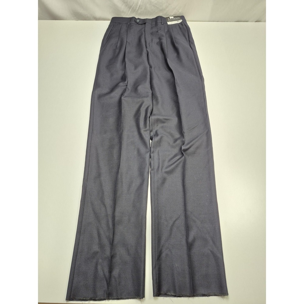 S. Cohen Dress Pants Mens 32x36 Blue Pleated Straight Unhemmed Canada NWT